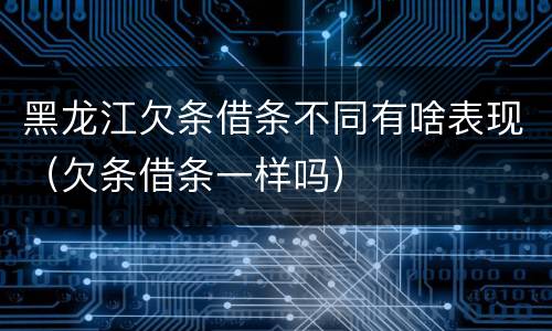 黑龙江欠条借条不同有啥表现（欠条借条一样吗）
