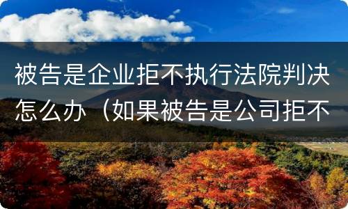 被告是企业拒不执行法院判决怎么办（如果被告是公司拒不履行法院判决怎么办）