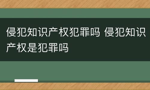 侵犯知识产权犯罪吗 侵犯知识产权是犯罪吗