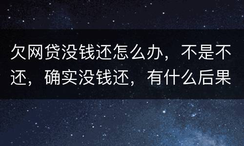 欠网贷没钱还怎么办，不是不还，确实没钱还，有什么后果吗