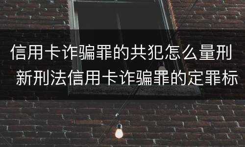 信用卡诈骗罪的共犯怎么量刑 新刑法信用卡诈骗罪的定罪标准?