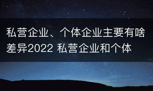 私营企业、个体企业主要有啥差异2022 私营企业和个体