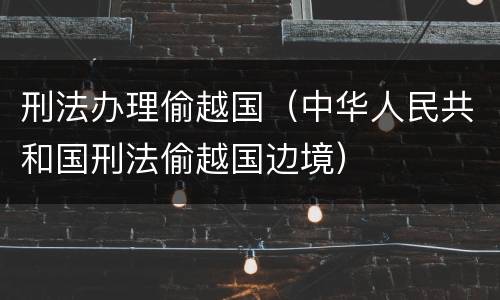 刑法办理偷越国（中华人民共和国刑法偷越国边境）