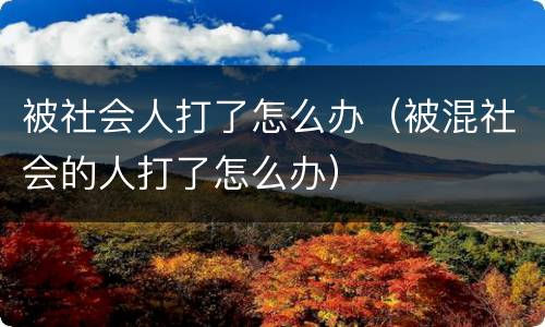 被社会人打了怎么办（被混社会的人打了怎么办）
