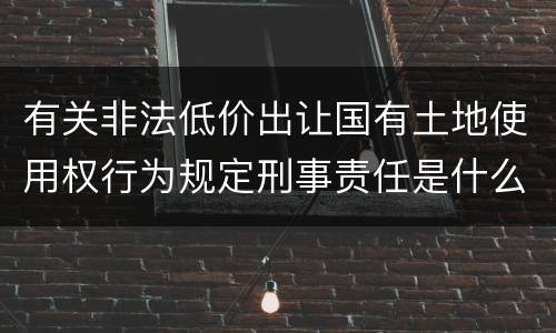 有关非法低价出让国有土地使用权行为规定刑事责任是什么