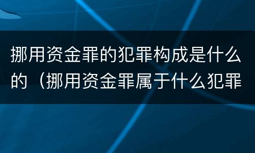 挪用资金罪的犯罪构成是什么的（挪用资金罪属于什么犯罪）