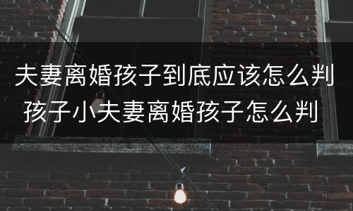 夫妻离婚孩子到底应该怎么判 孩子小夫妻离婚孩子怎么判