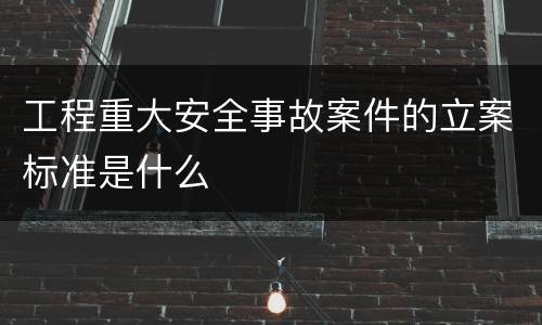 工程重大安全事故案件的立案标准是什么