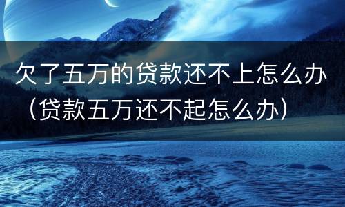 欠了五万的贷款还不上怎么办（贷款五万还不起怎么办）
