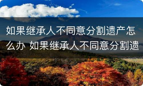如果继承人不同意分割遗产怎么办 如果继承人不同意分割遗产怎么办理