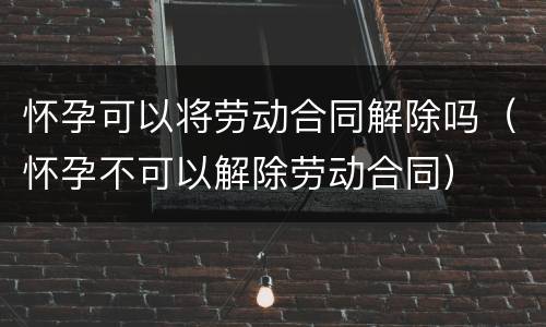 怀孕可以将劳动合同解除吗（怀孕不可以解除劳动合同）