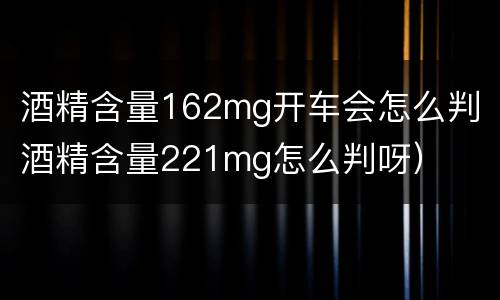 酒精含量162mg开车会怎么判（酒精含量221mg怎么判呀）