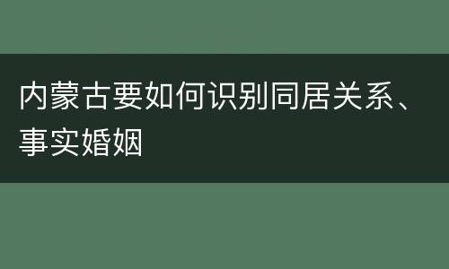 内蒙古要如何识别同居关系、事实婚姻