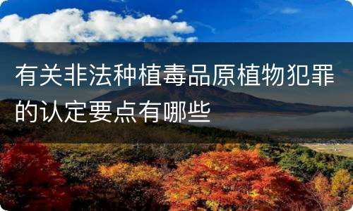 有关非法种植毒品原植物犯罪的认定要点有哪些