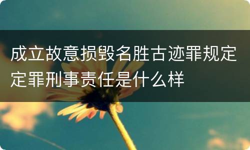 成立故意损毁名胜古迹罪规定定罪刑事责任是什么样