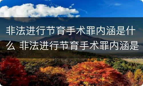 非法进行节育手术罪内涵是什么 非法进行节育手术罪内涵是什么意思