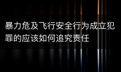 暴力危及飞行安全行为成立犯罪的应该如何追究责任