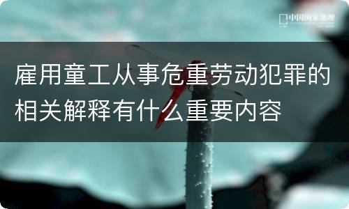 雇用童工从事危重劳动犯罪的相关解释有什么重要内容