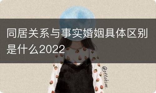 同居关系与事实婚姻具体区别是什么2022