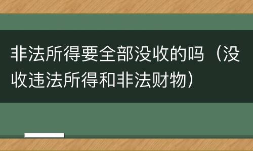 非法所得要全部没收的吗（没收违法所得和非法财物）