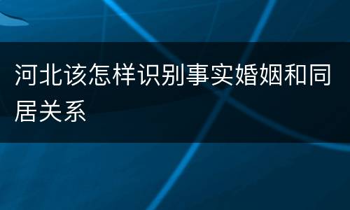 河北该怎样识别事实婚姻和同居关系