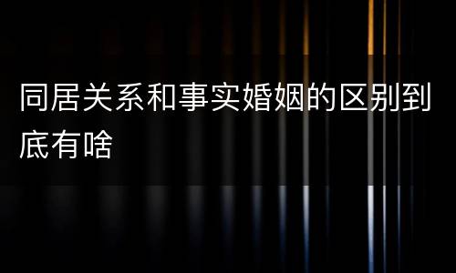同居关系和事实婚姻的区别到底有啥