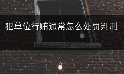 犯单位行贿通常怎么处罚判刑