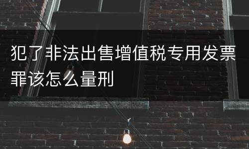 犯了非法出售增值税专用发票罪该怎么量刑