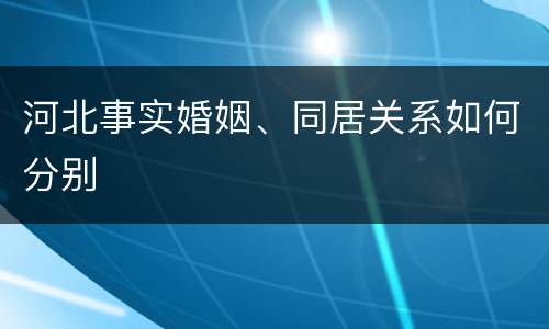 河北事实婚姻、同居关系如何分别