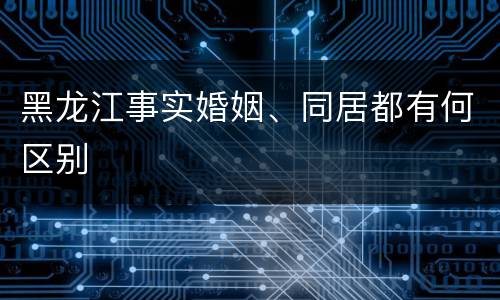 黑龙江事实婚姻、同居都有何区别