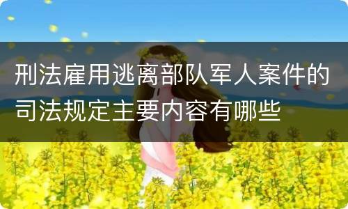 刑法雇用逃离部队军人案件的司法规定主要内容有哪些