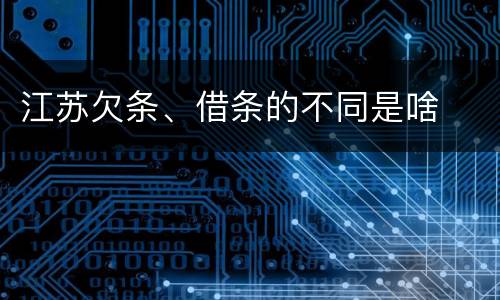 江苏欠条、借条的不同是啥