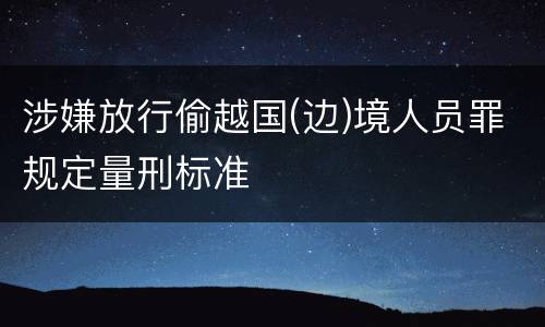 涉嫌放行偷越国(边)境人员罪规定量刑标准