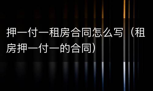押一付一租房合同怎么写（租房押一付一的合同）
