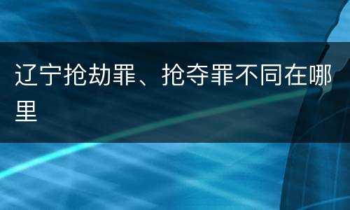 辽宁抢劫罪、抢夺罪不同在哪里