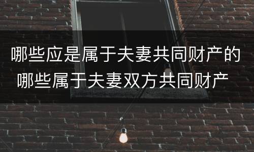 哪些应是属于夫妻共同财产的 哪些属于夫妻双方共同财产