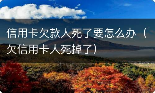信用卡欠款人死了要怎么办（欠信用卡人死掉了）