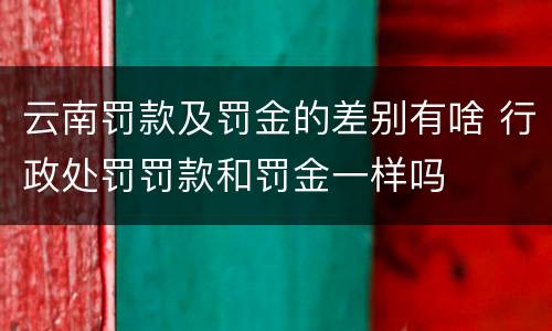 云南罚款及罚金的差别有啥 行政处罚罚款和罚金一样吗