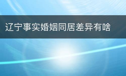 辽宁事实婚姻同居差异有啥