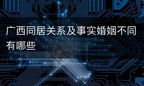 广西同居关系及事实婚姻不同有哪些