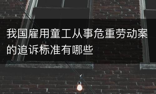 我国雇用童工从事危重劳动案的追诉标准有哪些