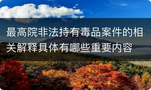 最高院非法持有毒品案件的相关解释具体有哪些重要内容