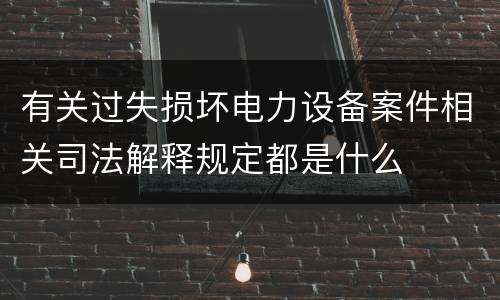 有关过失损坏电力设备案件相关司法解释规定都是什么