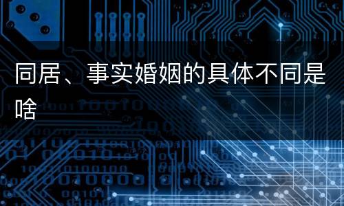 同居、事实婚姻的具体不同是啥