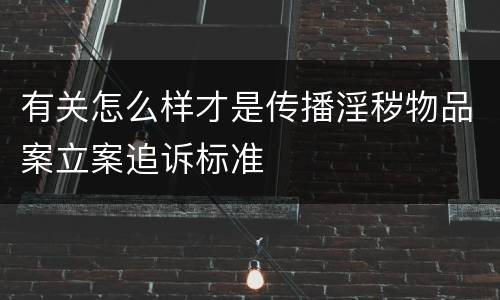 有关怎么样才是传播淫秽物品案立案追诉标准