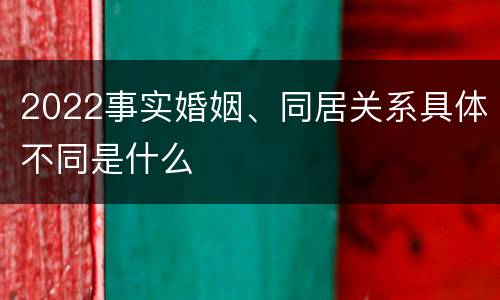 2022事实婚姻、同居关系具体不同是什么