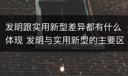 发明跟实用新型差异都有什么体现 发明与实用新型的主要区别