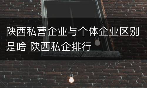 陕西私营企业与个体企业区别是啥 陕西私企排行