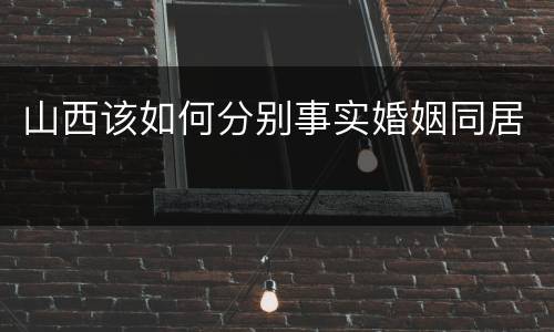 山西该如何分别事实婚姻同居