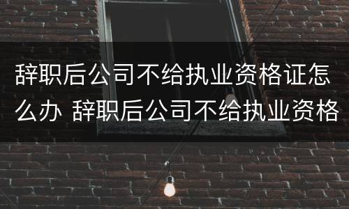 辞职后公司不给执业资格证怎么办 辞职后公司不给执业资格证怎么办理